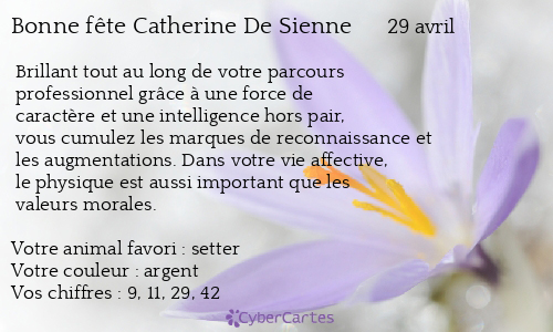 Carte bonne fête Catherine De Sienne